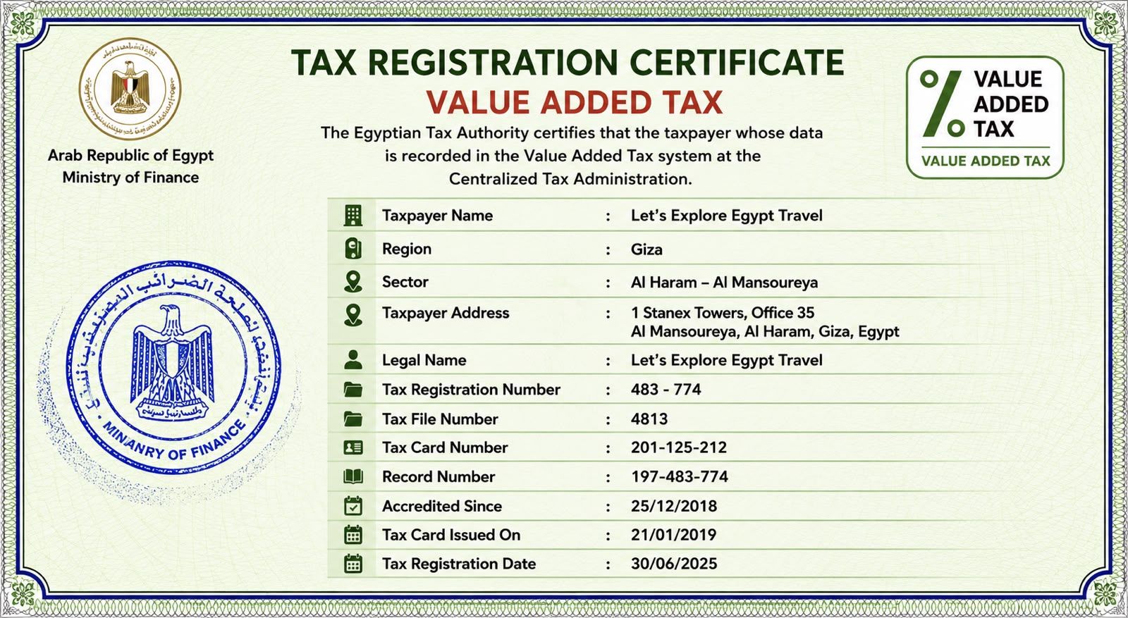 Egyptian Tax Registration